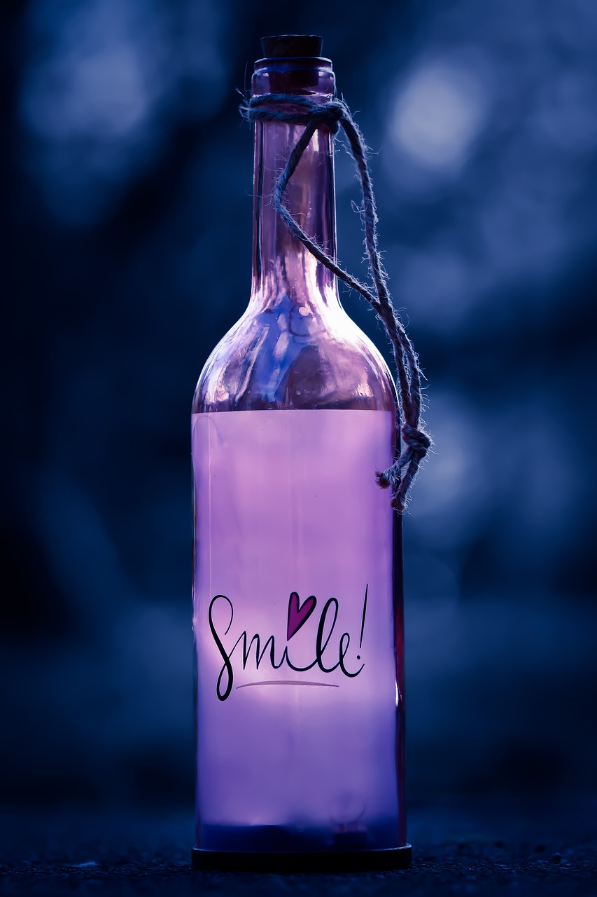 bottle, message, smile